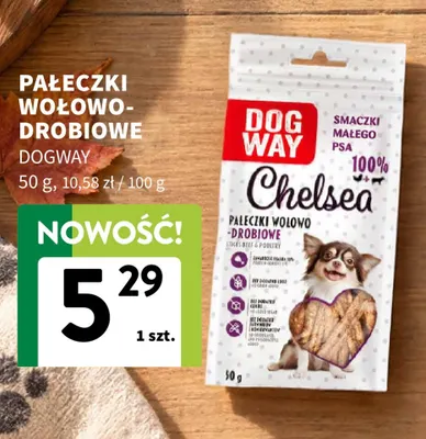 Pałeczki wołowo-drobiowe Dogway promocja w Intermarche