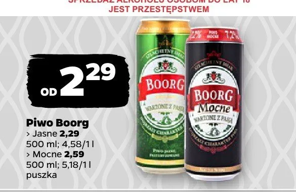 Piwo Boorg Mocne promocja w Netto