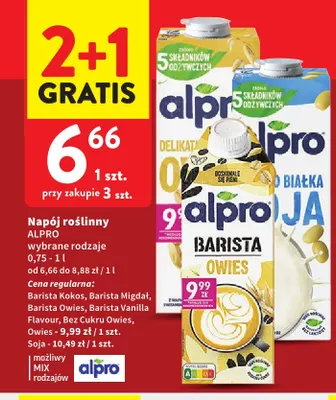 Napój roślinny Alpro Barista Owies promocja w Intermarche