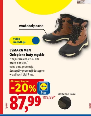 Ocieplane buty męskie wodoodporne promocja w Lidl