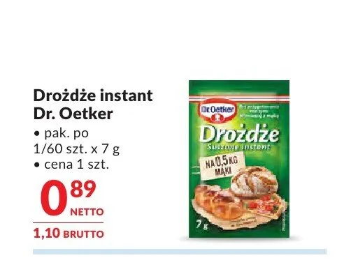 Drożdże instant Dr. Oetker promocja w Makro