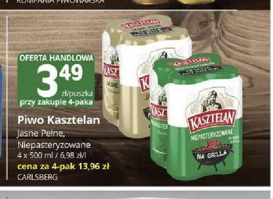 Piwo Kasztelan Jasne Pełne 4-pak promocja w Marketvita