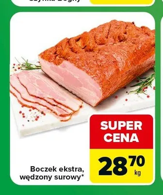 Boczek ekstra wędzony surowy promocja w Carrefour Express