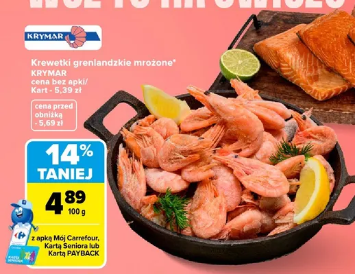 Krewetki grenlandzkie mrożone Krymar promocja w Carrefour