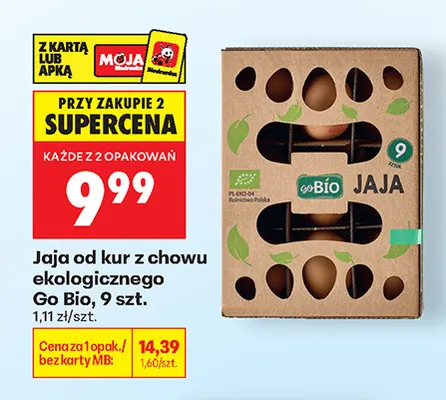 Jajka kurze od kur z chowu ekologicznego Go Bio promocja w Biedronka