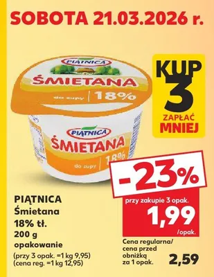 Śmietana 18% tł. promocja w Kaufland