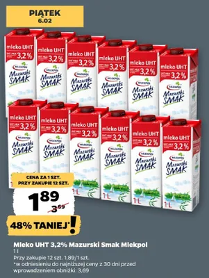 Mleko UHT 3,2% Mazurski Smak  1 l promocja w Netto