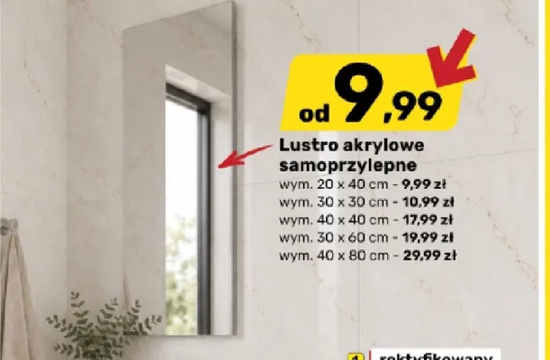 Lustro akrylowe samoprzylepne promocja w Bricomarche