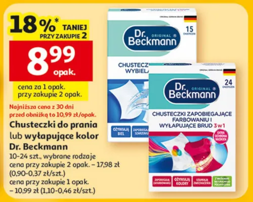 Chusteczki do prania lub wyłapujące kolor Dr. Beckmann promocja w Auchan