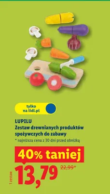 Zestaw drewnianych produktów spożywczych do zabawy Lupilu promocja w Lidl