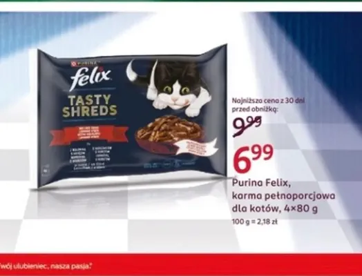Karma pełnoporcjowa dla kotów Purina Felix Tasty Shreds promocja w Rossmann