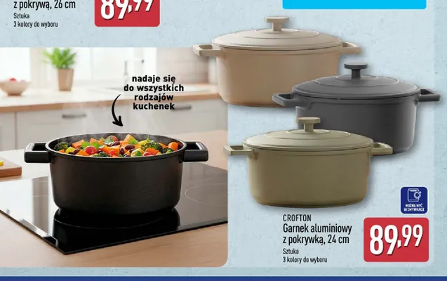 Garnek aluminiowy z pokrywą Crofton 24 cm promocja w Aldi