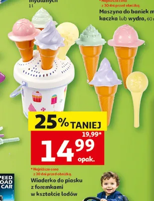 Wiaderko do piasku z foremkami w kształcie lodów promocja w Auchan