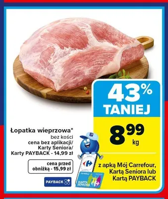 Łopatka wieprzowa bez kości promocja w Carrefour