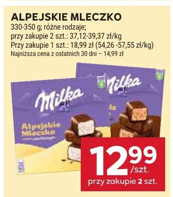 Alpejskie mleczko różne rodzaje promocja w Stokrotka