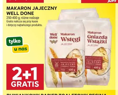 Makaron jajeczny Well Done promocja w Stokrotka