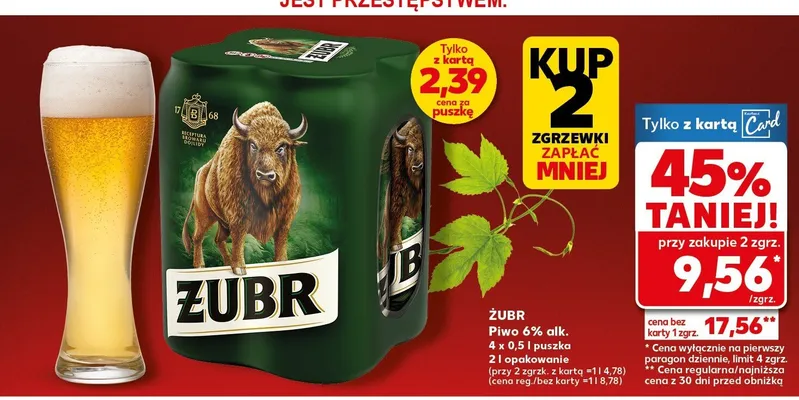 Piwo 6% alk. 4 x 0.5l puszka 2l opakowanie promocja w Kaufland