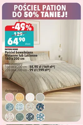 Pościel bawełniana Pation Home Lucienne 140x200cm promocja w Biedronka