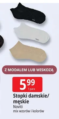 Stopki damskie/męskie z modalem lub wiskozą Noviti mix wzorów i kolorów promocja w Leclerc