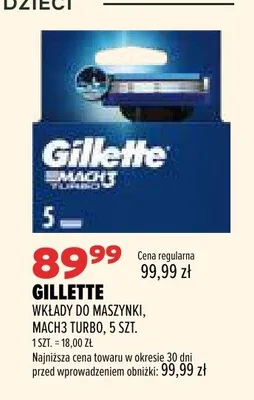 Wkłady do maszynki Gillette Mach3 Turbo promocja w Drogerie Natura