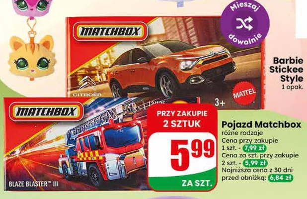 Pojazd Matchbox różne rodzaje promocja w Dino