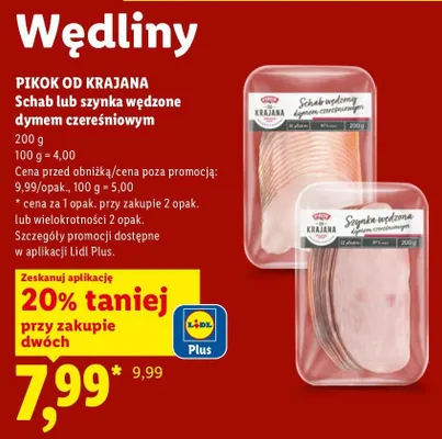 Szynka wędzona dymem czereśniowym Pikok promocja w Lidl