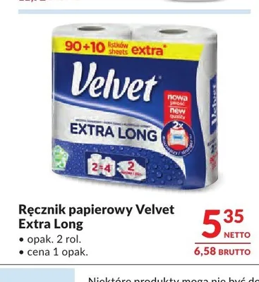 Ręcznik papierowy Velvet Extra Long promocja w Makro