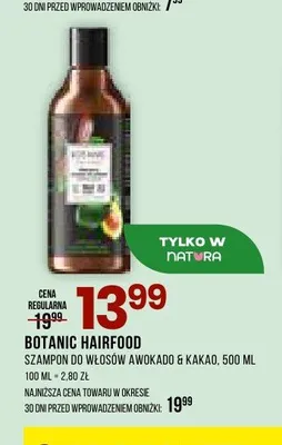Szampon do włosów Botanic Hairfood awokado & kakao promocja w Drogerie Natura