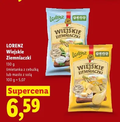Chipsy Lorenz Wiejskie Ziemniaczki śmietanka z cebulką promocja w Lidl