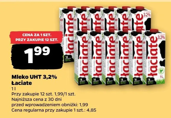 Mleko UHT 3,2% Łaciate promocja w Netto