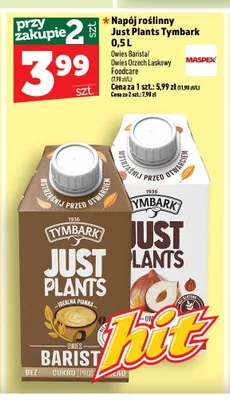 Napój owsiany Tymbark Just Plants Owies Orzech Laskowy promocja w TOPAZ