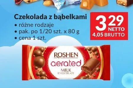 Czekolada z bąbelkami Roshen różne rodzaje promocja w Makro