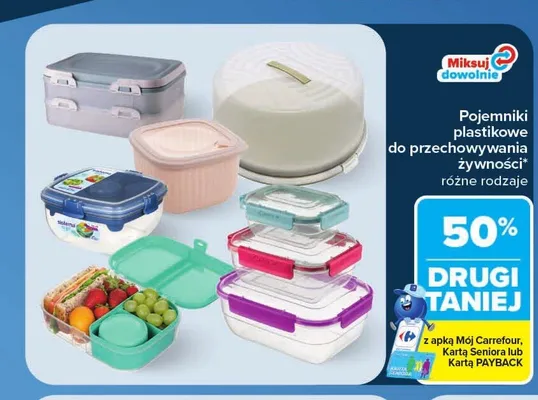 Pojemniki plastikowe do przechowywania żywności promocja w Carrefour