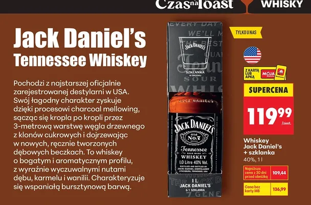 Whiskey Jack Daniel's + szklanka promocja w Biedronka