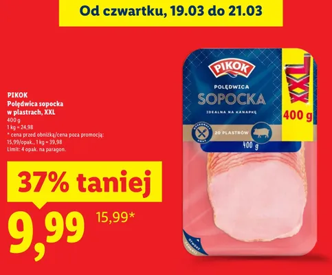 Polędwica sopocka w plastrach, XXL Pikok promocja w Lidl