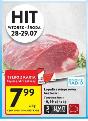 Łopatka wieprzowa bez kości promocja w Intermarche