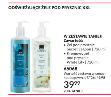 Zestaw żeli pod prysznic Avon Senses Secret Lagoon + White Lily promocja w AVON