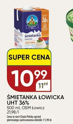 Śmietanka Łowicka UHT 36% promocja w Chata Polska