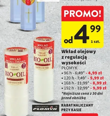 Wkład olejowy z regulacją wysokości 120h Płomyk promocja w Intermarche