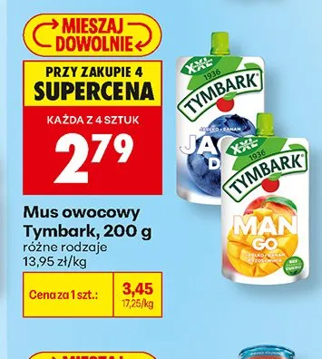 Mus owocowy Tymbark Jabłko Banan promocja w Biedronka