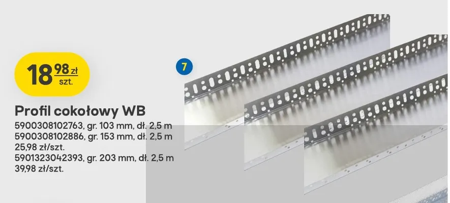 Profil cokołowy Wb gr. 153 mm dł. 2,5 m promocja w Castorama