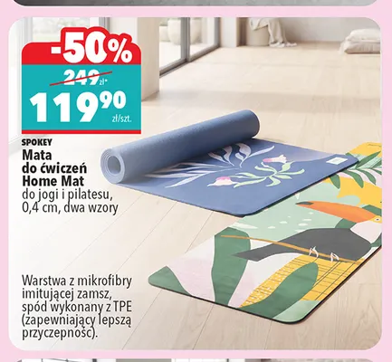 Mata do ćwiczeń Home Mat do jogi i pilatesu 0,4 cm Spokey promocja w Biedronka
