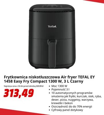 Frytkownica niskotłuszczowa Air fryer Tefal Easy Fry Compact promocja w Media Markt
