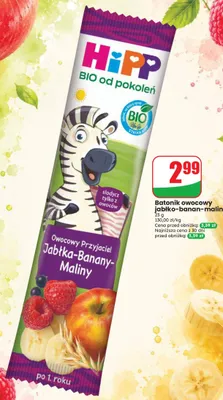 Batonik owocowy jabłko-banan-malina HiPP Owocowy Przyjaciel promocja w Dino