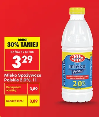 Mleko spożywcze Polskie 2,0% Mlekovita promocja w Biedronka