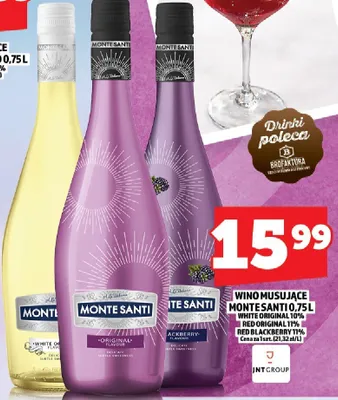 Wino musujące Monte Santi white original 11% red original 11% red blackberry 11% promocja w TOPAZ