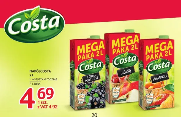 Napój Costa Czarna Porzeczka promocja w Selgros