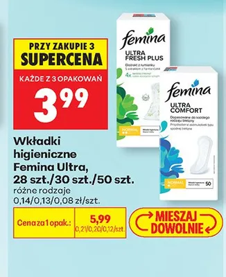 Wkładki higieniczne Femina Ultra 30szt. promocja w Biedronka