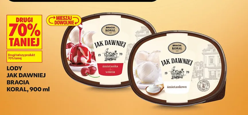 Lody Bracia Koral Jak Dawniej śmietanka & wiśnia promocja w Biedronka