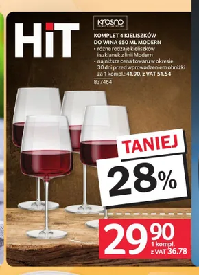 Komplet kieliszków do wina Krosno Modern promocja w Selgros